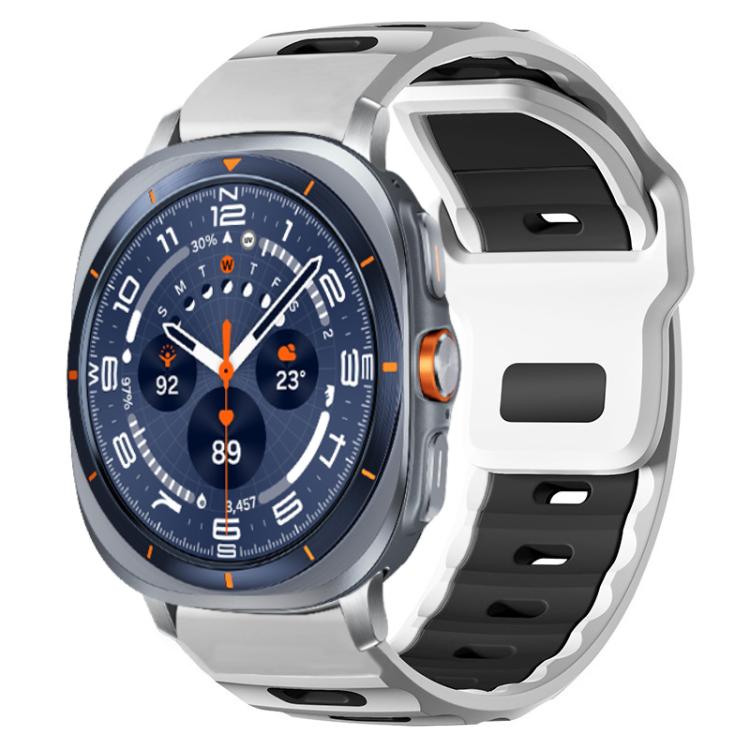

For Samsung Galaxy Watch Ultra / Ultra 2025 xDfind Flat-head Dual-color Silicone Watch Band(White+Black)