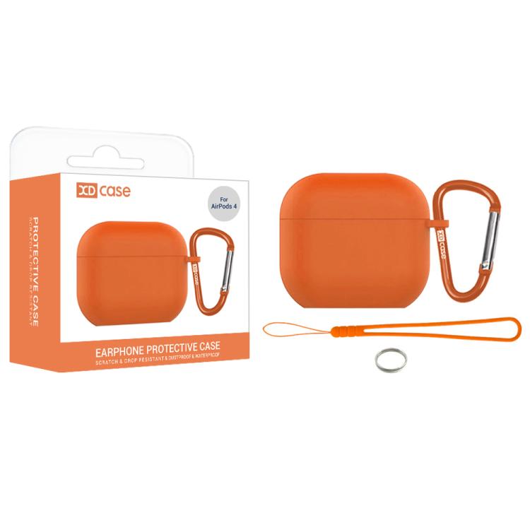 

For AirPods 4 XDcase 2.5mm Thick Silicone Earbud Protective Case with Hook(Orange)
