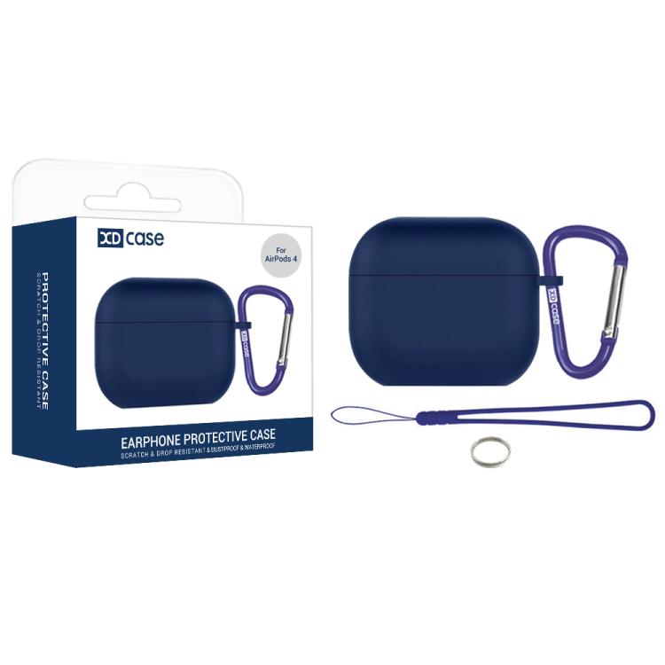 

For AirPods 4 XDcase 2.5mm Thick Silicone Earbud Protective Case with Hook(Dark Blue)