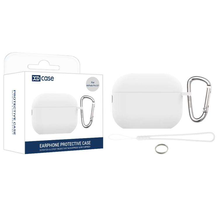 

For AirPods Pro 2 / 1 XDcase 2.5mm Thick Silicone Earbud Protective Case with Hook(White)