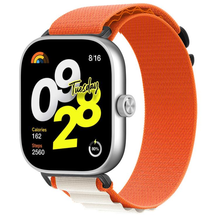 

For Redmi Watch 6 / 5 / 4 / Xiaomi Band 9 Pro Alpine Nylon Loop Watch Band(Orange White)