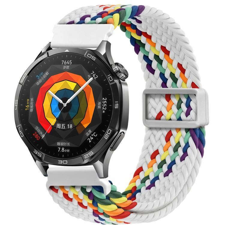

20mm Press Button Quick Release Magnetic Buckle Woven Watch Band(White Rainbow)