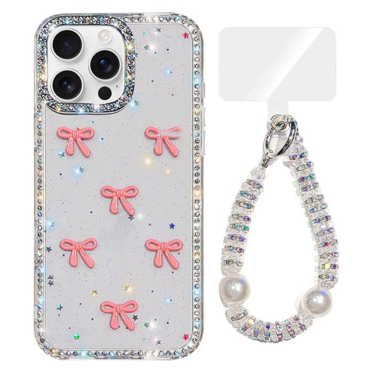 

For iPhone 13 Pro Sparkling IMD Colorful Bow Phone Case with Bracelet(Glitter Star)