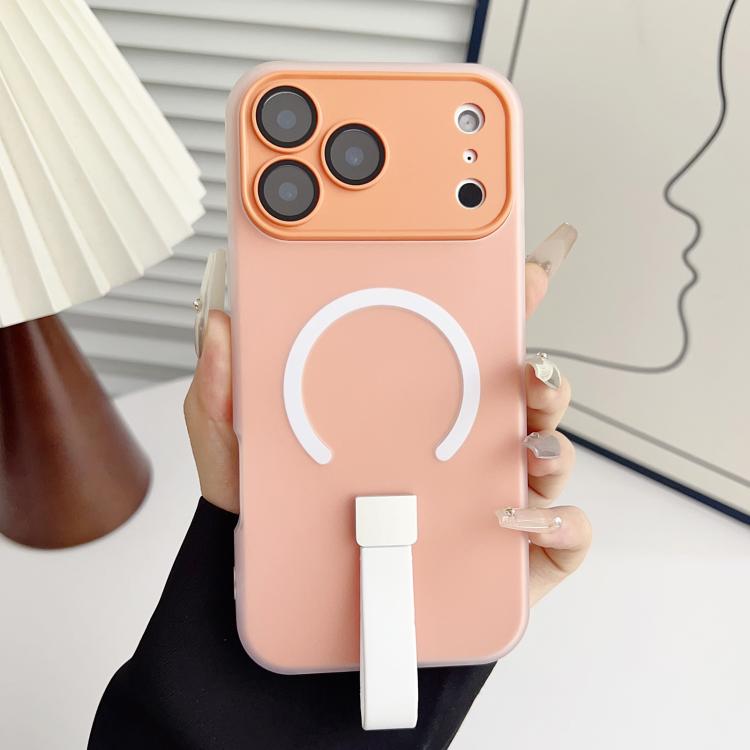 

For iPhone 17 Pro Eagle Eye Dual-layer Jelly Magnetic Phone Case with Silicone Strap & Lens Film(Orange)