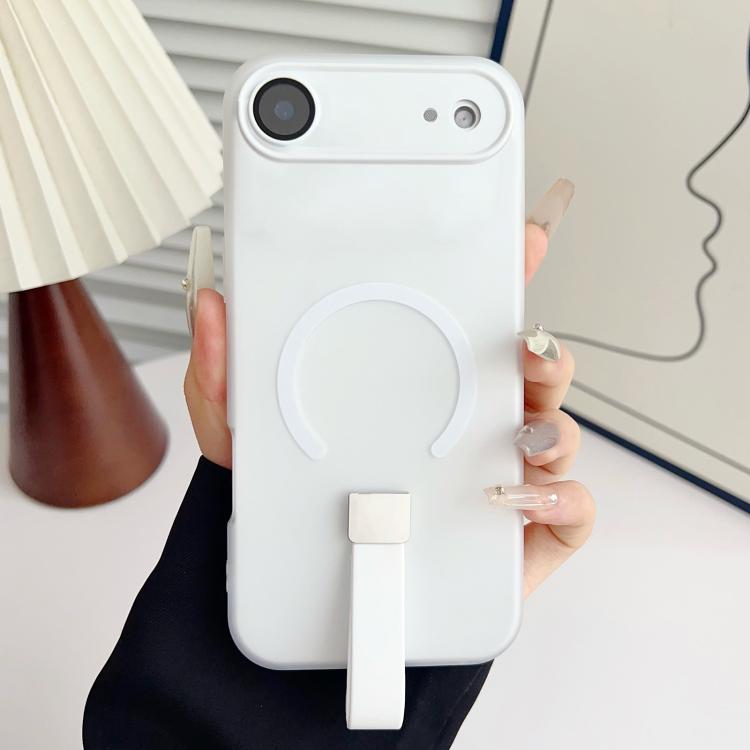 

For iPhone Air Eagle Eye Dual-layer Jelly Magnetic Phone Case with Silicone Strap & Lens Film(White)