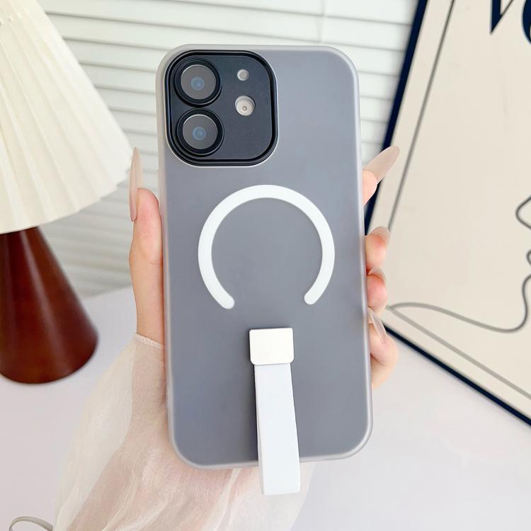 

For iPhone 12 Eagle Eye Dual-layer Jelly Magnetic Phone Case with Silicone Strap & Lens Film(Black)