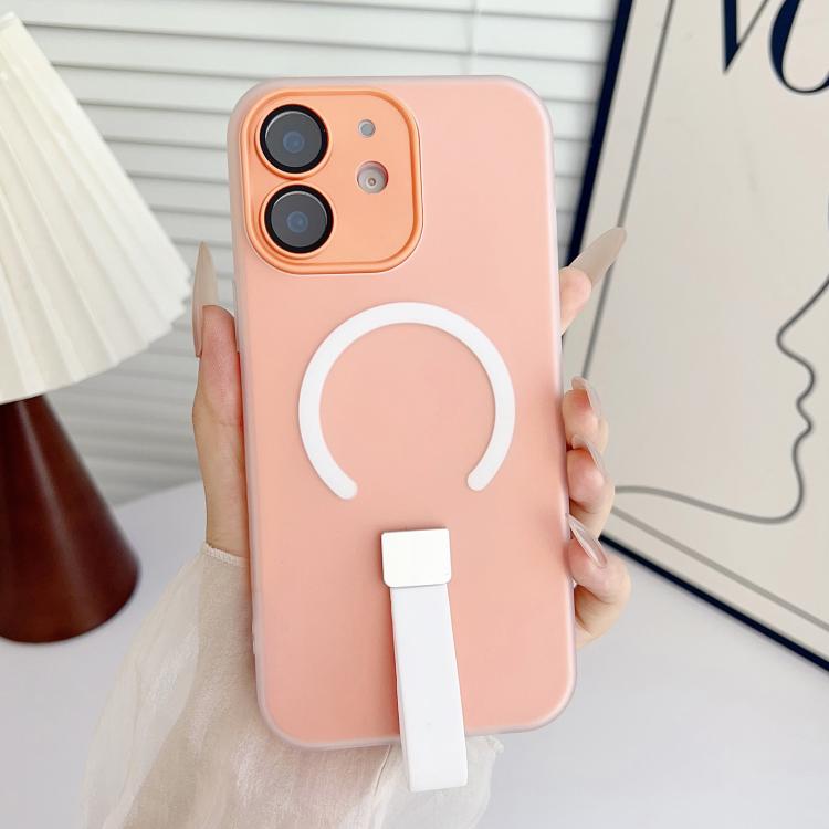 

For iPhone 11 Eagle Eye Dual-layer Jelly Magnetic Phone Case with Silicone Strap & Lens Film(Orange)