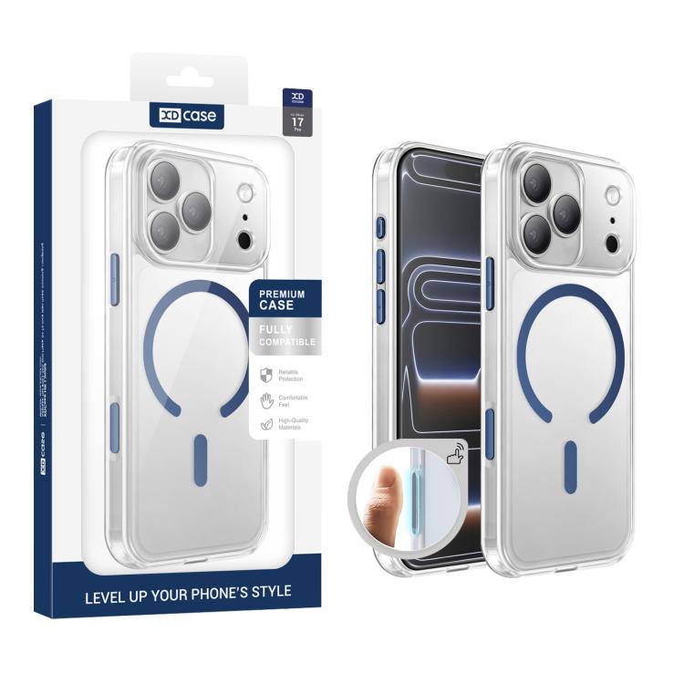 

For iPhone 17 Pro XDcase Frosted Transparent Magnetic Shockproof Phone Case(Blue)