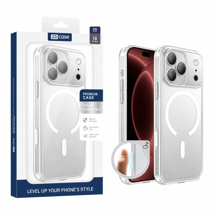 For iPhone 18 Pro Max XDcase Frosted Transparent Magnetic Shockproof Phone Case(White)