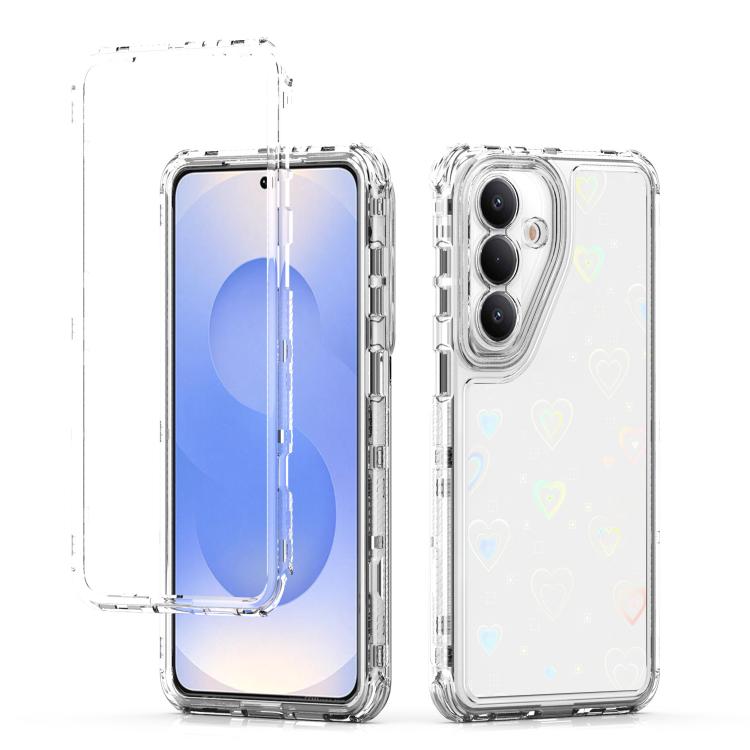 

For Samsung Galaxy S26 5G Transparent Acrylic Laser Paper Phone Case(Love Heart)