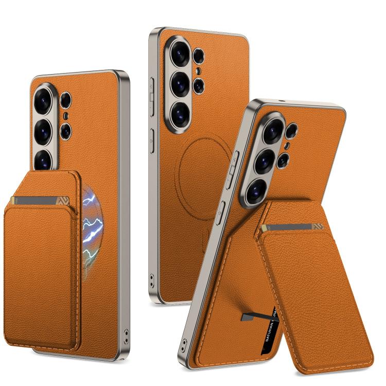 

For Samsung Galaxy S26 Ultra 5G GKK Skin Feel Leather Magnetic Card Bag Holder Split Phone Case(Orange)