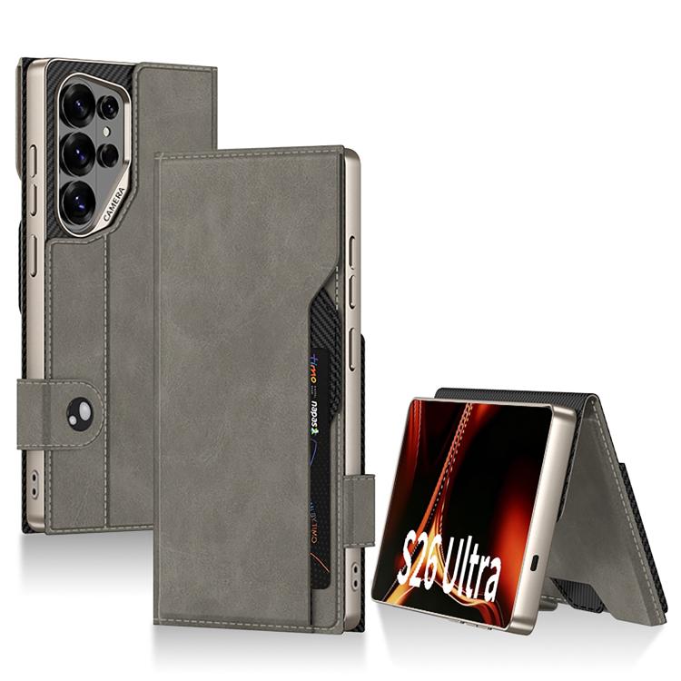 

For Samsung Galaxy S26 Ultra 5G GKK Matte Leather Large Hole Flip Phone Case(Grey)