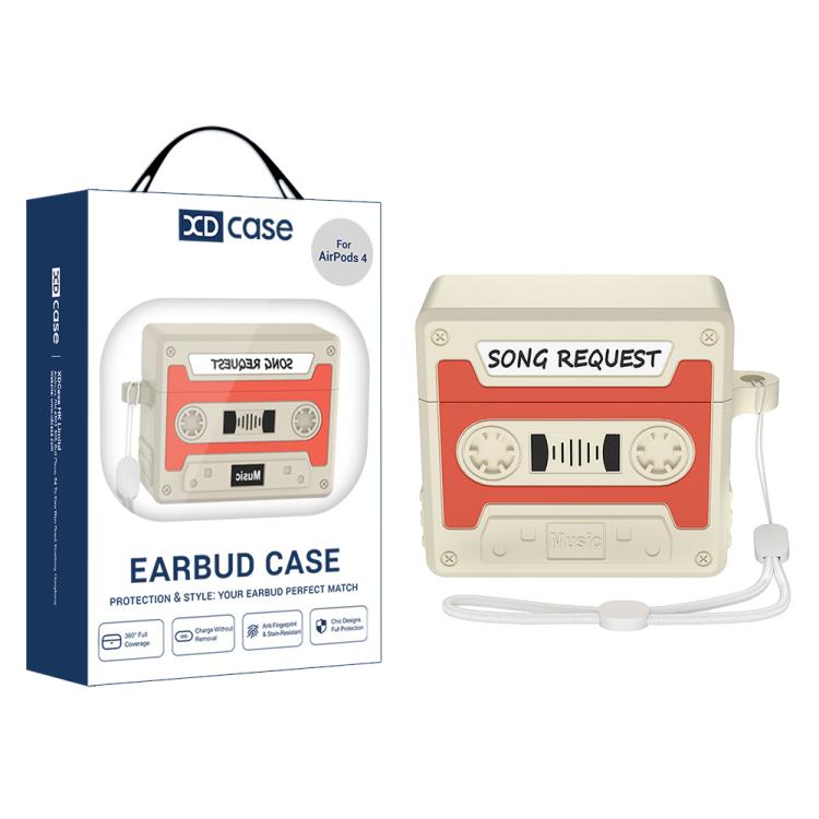 

For AirPods 4 XDcase Retro Cassette Style Silicone Earbuds Case(Orange)