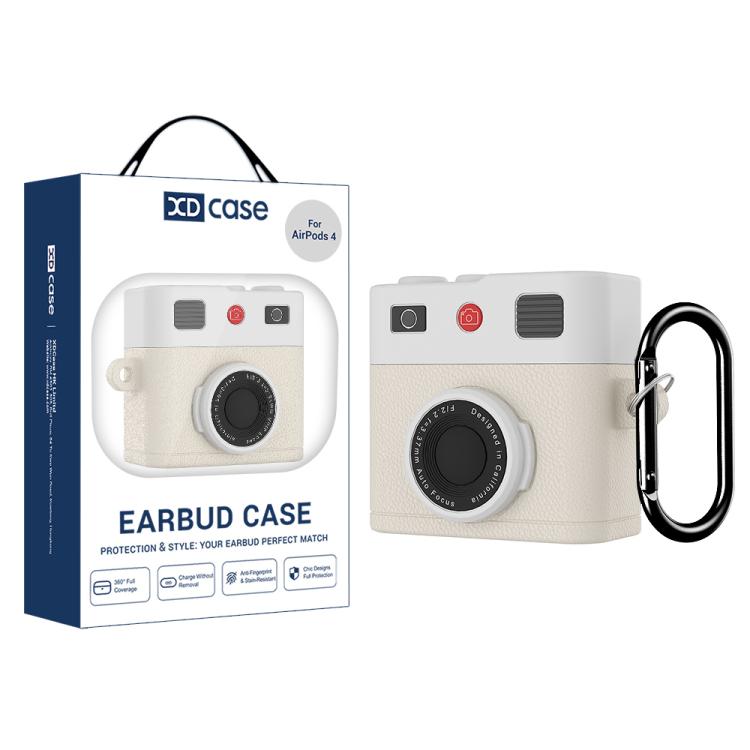 For AirPods 4 XDcase Retro Camera Style Silicone Earbuds Case(Beige)