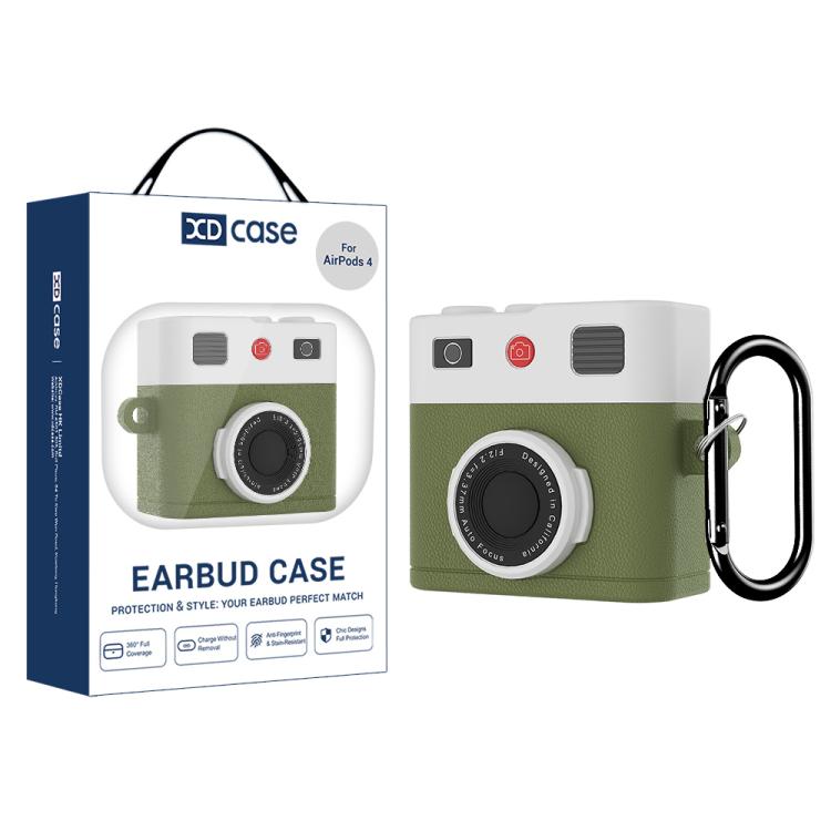 

For AirPods 4 XDcase Retro Camera Style Silicone Earbuds Case(Green)