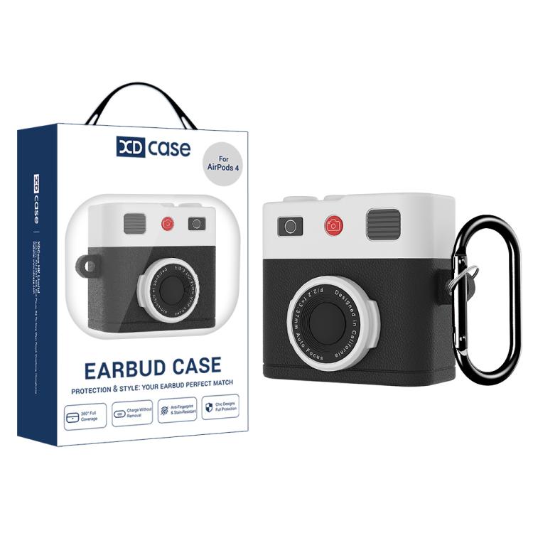 

For AirPods 4 XDcase Retro Camera Style Silicone Earbuds Case(Black)