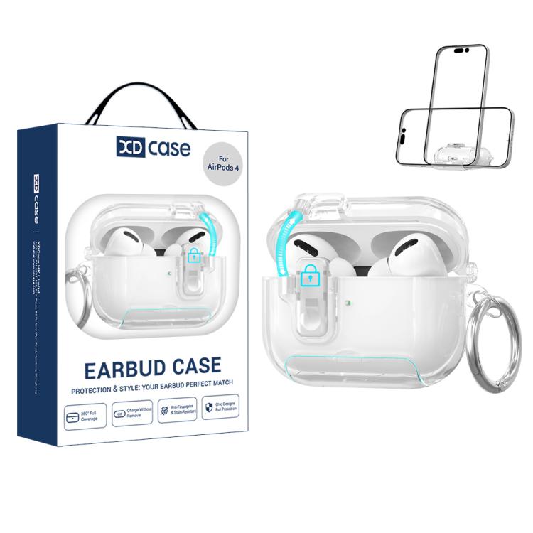

For AirPods 4 XDcase Clear TPU Auto Pop-Up Earbud Case with Holder(Transparent)