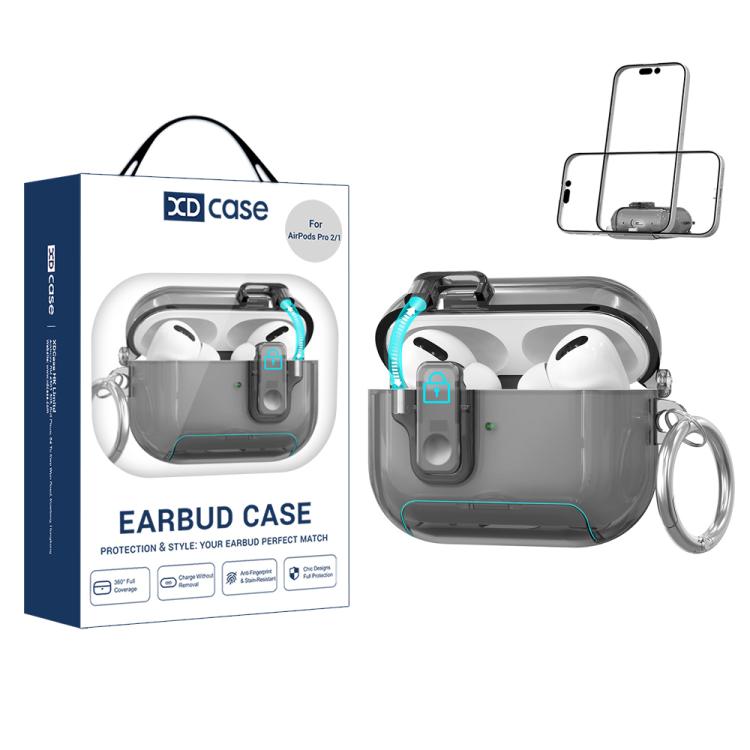 

For AirPods Pro 2 XDcase Clear TPU Auto Pop-Up Earbud Case with Holder(Transparent Black)