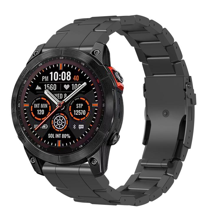 

For Garmin 26mm Safety Bckle Titanium Alloy Quick Release Watch Band(Black)