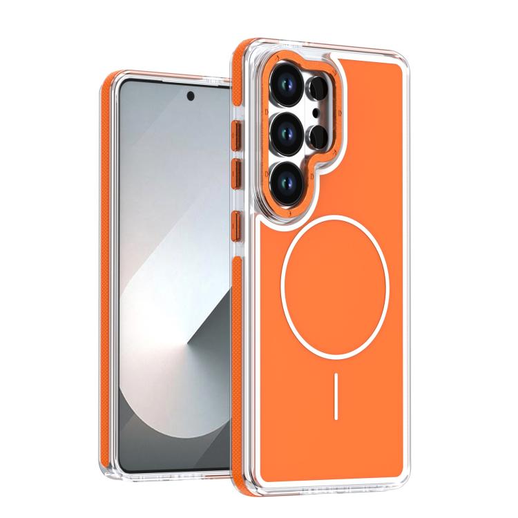 

For Samsung Galaxy S24 Ultra 5G Vibrant Dual-color TPU + Acrylic Magnetic Phone Case(Orange)