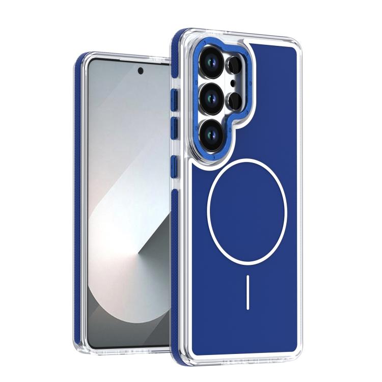 

For Samsung Galaxy S25 Ultra 5G Vibrant Dual-color TPU + Acrylic Magnetic Phone Case(Blue)