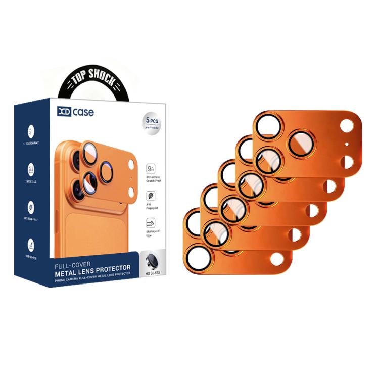 For iPhone 17 Pro Max XDcase 5pcs Armor Full-Coverage Frosted Metal Camera Lens Ring Film(Orange)