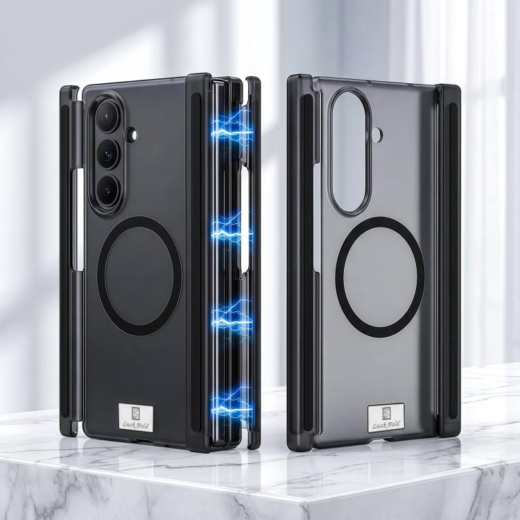 

For Samsung Galaxy Z TriFold Icy Matte Dual-Side Magnetic Hinge Phone Case with Nameplate(Black)