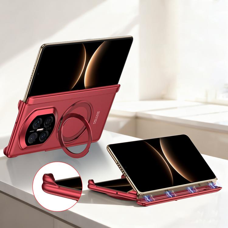 

For Huawei Mate X7 GKK Dual Center Magnetic Full Coverage Phone Case with Magnetic Rotating Holder(Red)