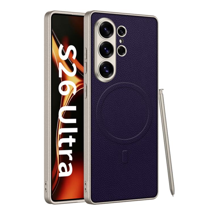 

For Samsung Galaxy S26 Ultra 5G GKK Metal Paint Skin Feel Leather Magnetic Phone Case(Purple)