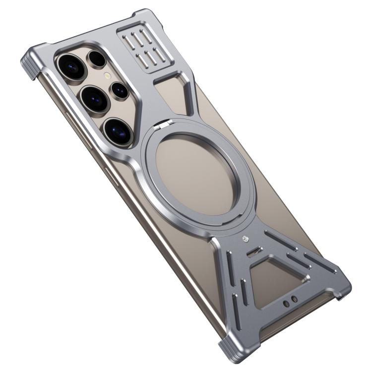 

For Samsung Galaxy S24 Ultra 5G Armor 360 Holder Frameless Alloy MagSafe Phone Case(Space Gray)