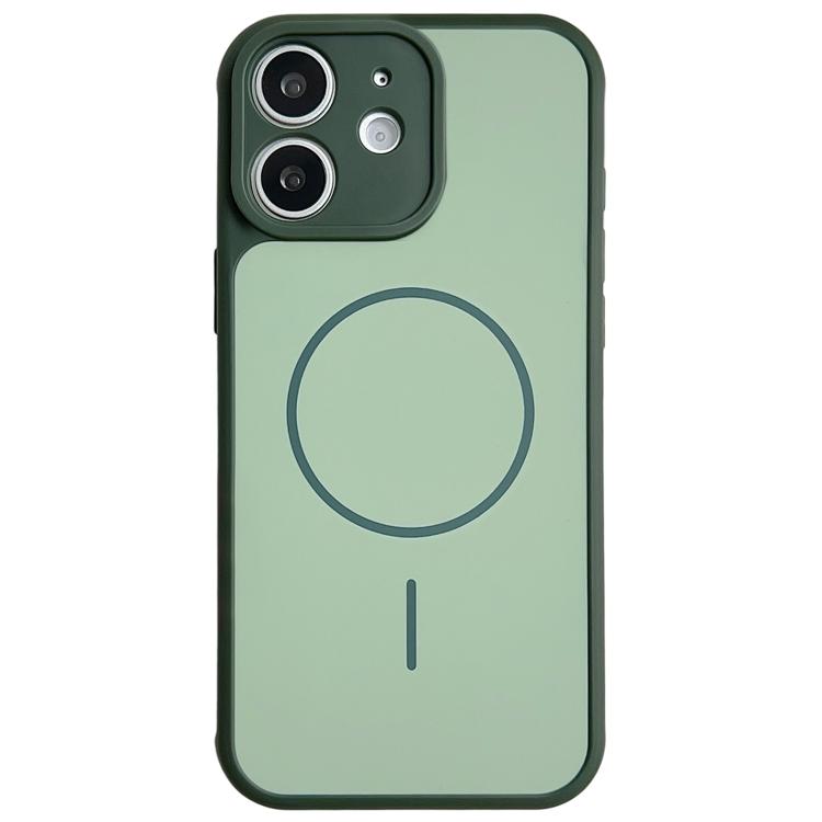 For iPhone 11 Skin Feel Color Blocking Cooling Magnetic Phone Case(Dark Green)