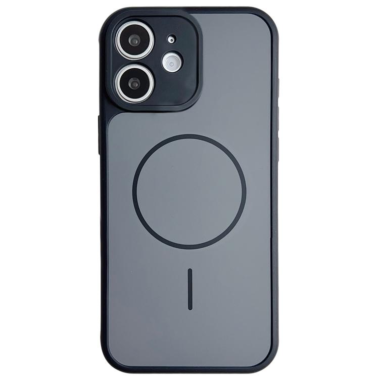 For iPhone 12 Skin Feel Color Blocking Cooling Magnetic Phone Case(Black)