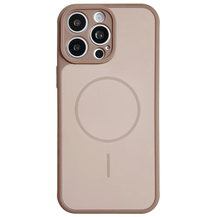 For iPhone 15 Pro Max Skin Feel Color Blocking Cooling Magnetic Phone Case(Rose Pink)