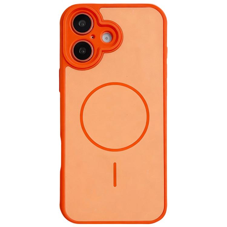 

For iPhone 16 Skin Feel Color Blocking Cooling Magnetic Phone Case(Orange)