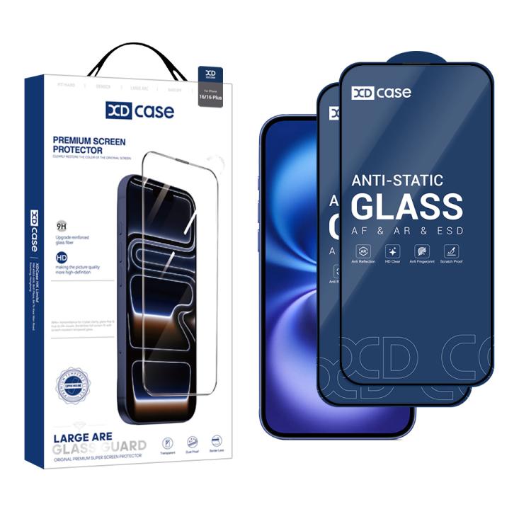 

For iPhone 16 Plus XDcase 2pcs / Pack Silk Screen Printed HD Tempered Glass Film