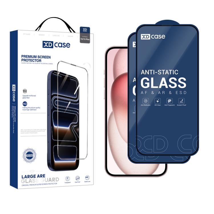 

For iPhone 15 Plus XDcase 2pcs / Pack Silk Screen Printed HD Tempered Glass Film