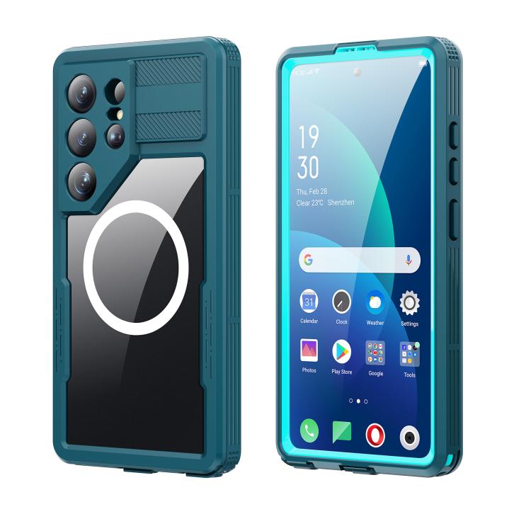

For Samsung Galaxy S26 Ultra 5G RedPepper IP68 Waterproof Triple-proof MagSafe Phone Case(Lake Blue + Grass Blue)