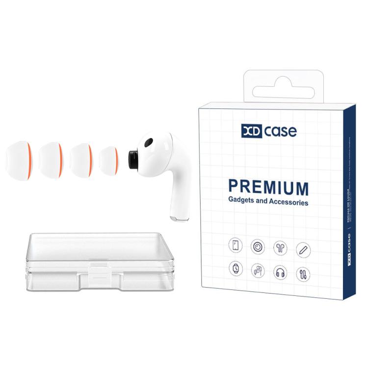 

For AirPods Pro 3 XDcase 4 Pairs Replacement Silicone Sponge Ear Tips, XS/S/M/L Size(White Orange)