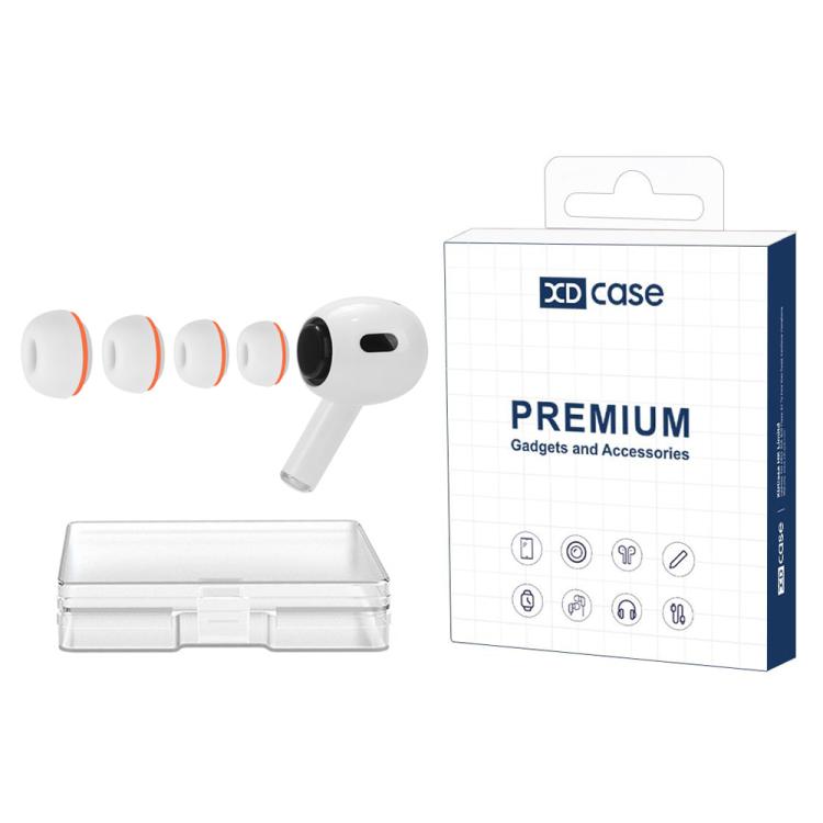 

For AirPods Pro 1 / 2 XDcase 4 Pairs Replacement Silicone Sponge Ear Tips, XS/S/M/L Size(White Orange)