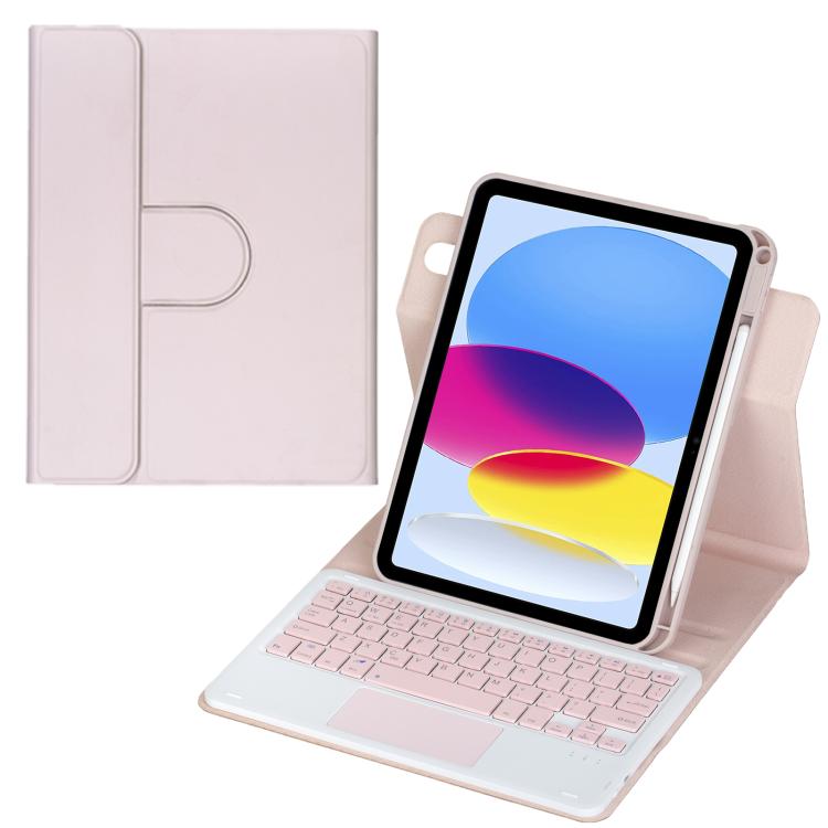 For iPad 2025 / 2022 360-degree Rotation Bluetooth Keyboard Leather Tablet Case with Touchpad(Pink)