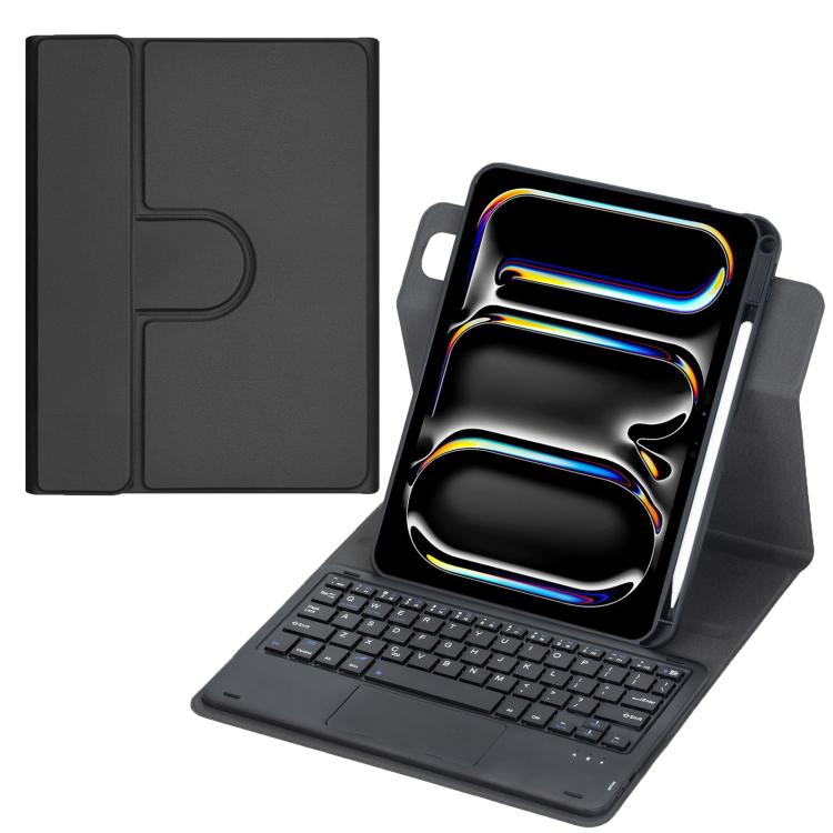 

For iPad Pro 11 2025 / 2024 360-degree Rotation Bluetooth Keyboard Leather Tablet Case with Touchpad(Black)