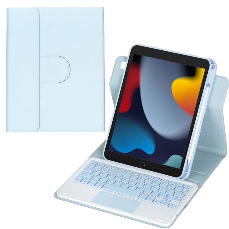

For iPad 10.2 2021 / 2019 / iPad Air 3 360-degree Rotation Bluetooth Keyboard Leather Tablet Case with Touchpad(Ice Blue)