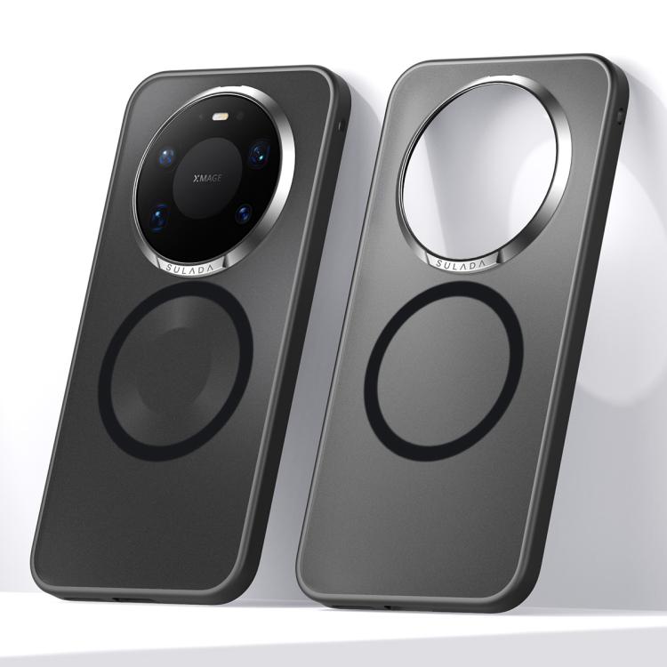 

For Huawei Mate 80 Pro Max SULADA Light Sand MagSafe Magnetic PC Hybrid TPU Phone Case(Black)