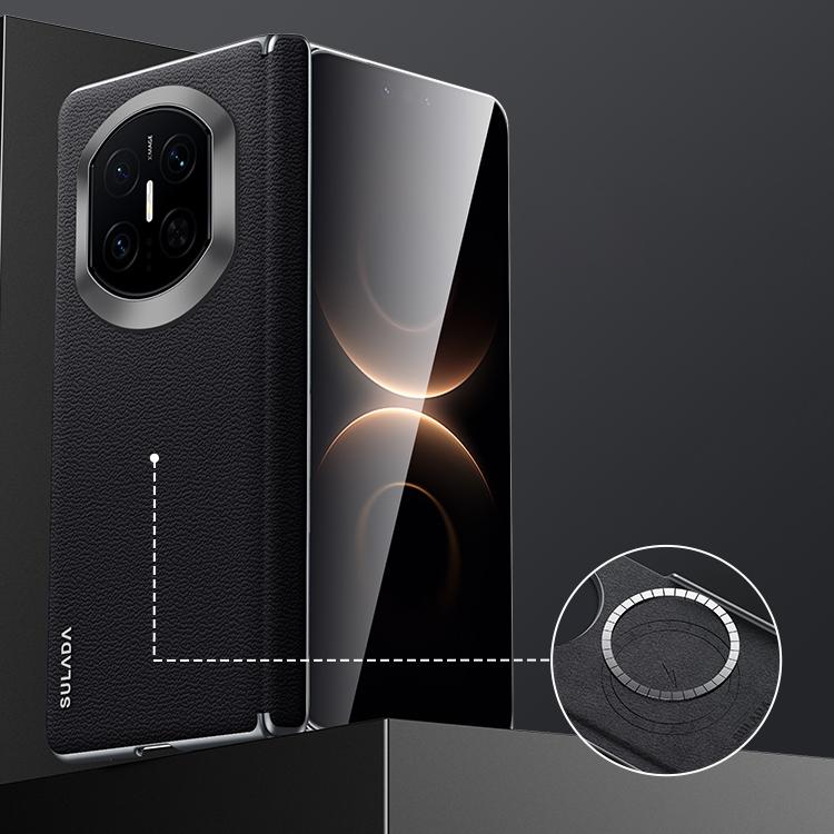 

For Huawei Mate X7 SULADA Frameless Top Layer Cowhide Leather Hybrid PC Phone Case(Black)