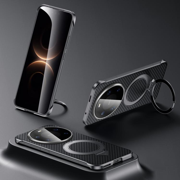 

For Huawei Mate 80 Pro Max SULADA Kevlar Texture MagSafe Magnetic Holder Phone Case(Black)