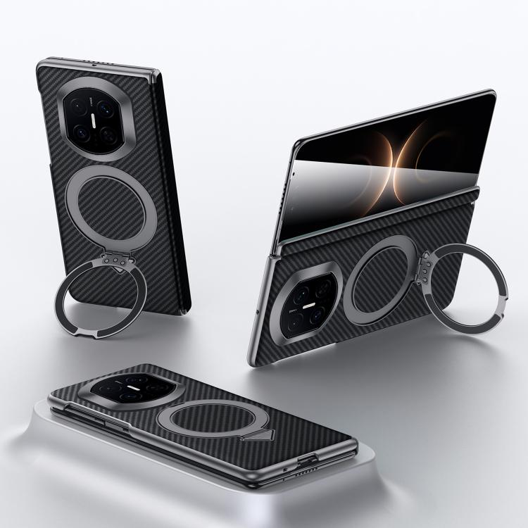 For Huawei Mate X7 SULADA Kevlar Texture MagSafe Magnetic Holder Phone Case(Black)