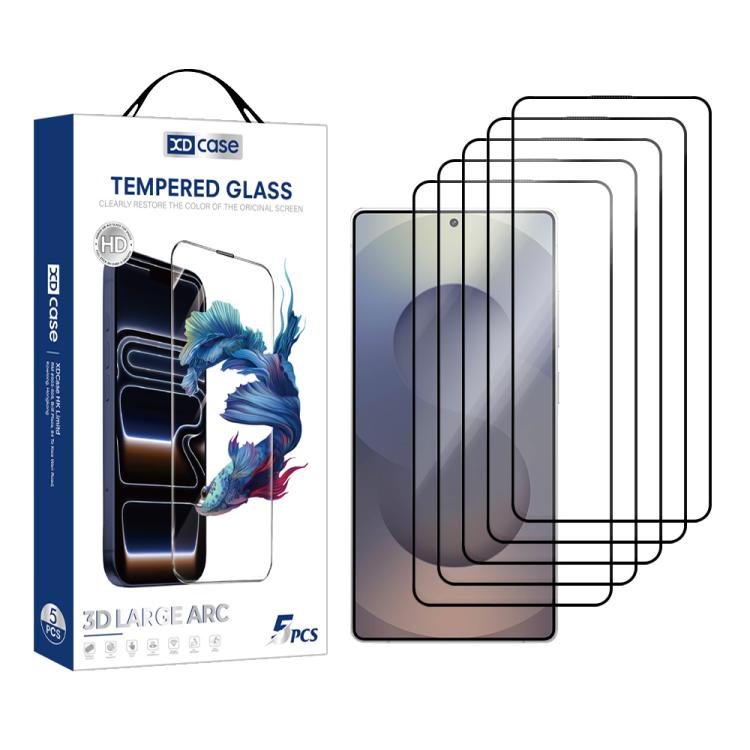 

For Samsung Galaxy S25 Ultra 5G XDcase 5pcs / Pack Silk Screen Printed HD Tempered Glass Film, Support Fingerprint Unlock