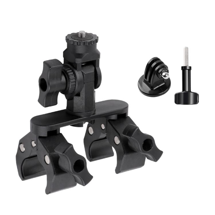 

Universal Action Camera Bicycle Handlebar Double-Crab Clamp With Adapter & Screw(Black)