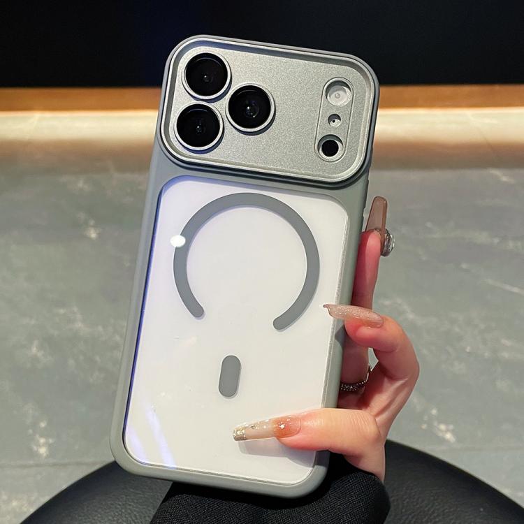 

For iPhone 17 Pro Electroplated Camera Full Coverage Magnetic Transparent Phone Case(Titanium Gray)