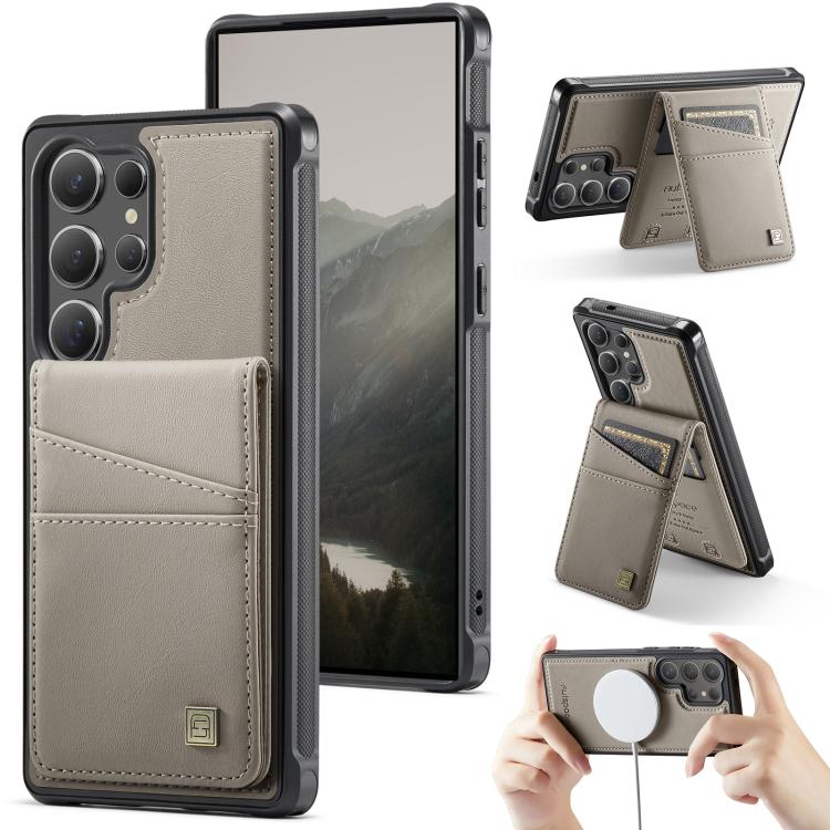 

For Samsung Galaxy S24 Ultra 5G AutSpace A12 MagSafe Magnetic RFID Card Bag Phone Case(Khaki)